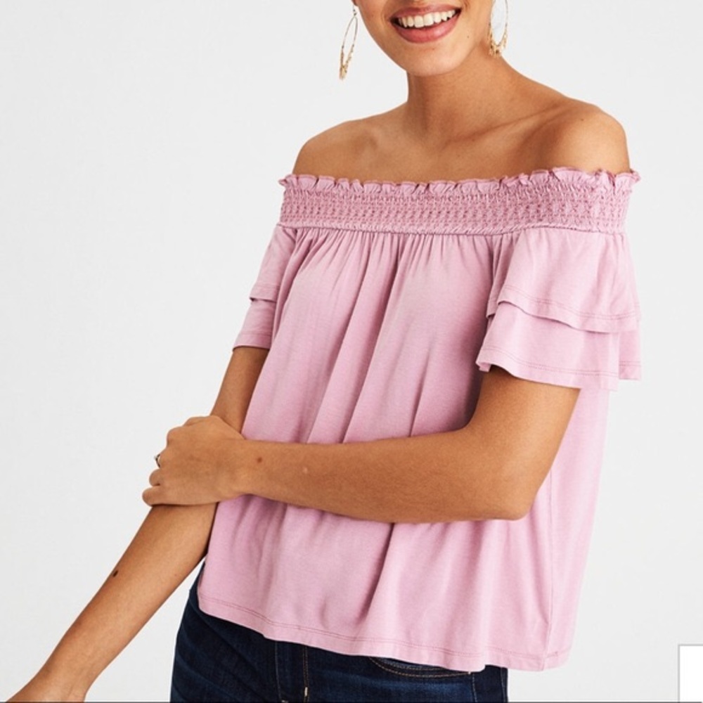 Cute off the shoulder pink shirt